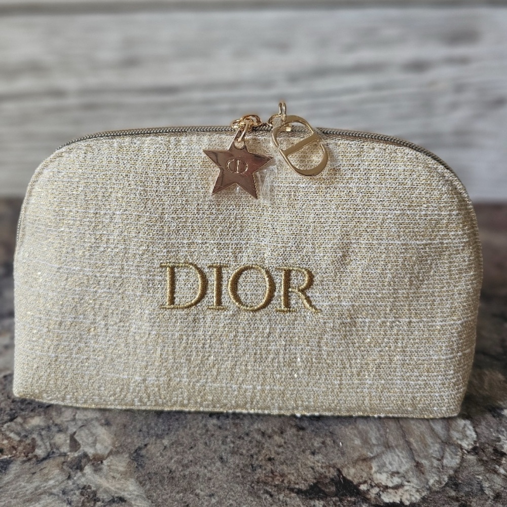 Dior Beauty Glittered Pouch w/ Large Zipper Charm! W/box - Picture 8 of 9